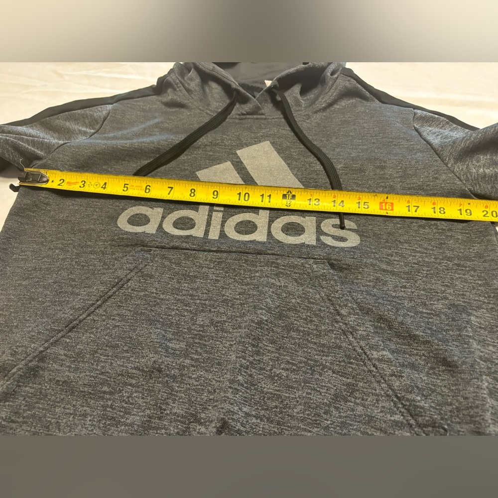 Adidas Unisex‎ Gray Black Long Sleeve Hoodie Sweatshirt Size M w/ Thumbholes - Picture 5 of 16